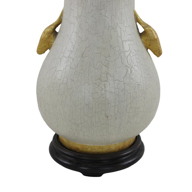 Pair of Vintage White Porcelain Vase Table Lamps With Crackled Finish, For Sale In New York - Image 6 of 9