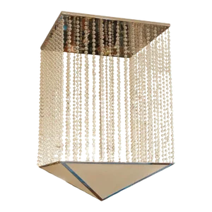 1990s Glass Bead Chandelier with Linen Shade by Bryan Cox