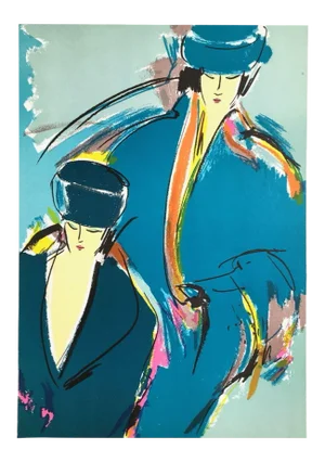 1990s "Two Models" Lithograph by Lien Dezo