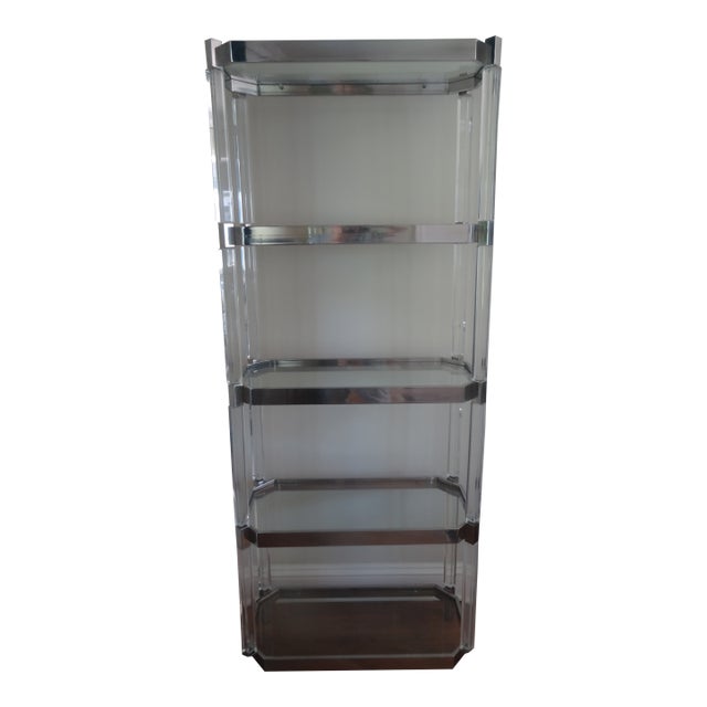 1960s Lucite and Stainless Steel 5 Shelf Etagere Attributed to Charles Hollis Jones For Sale
