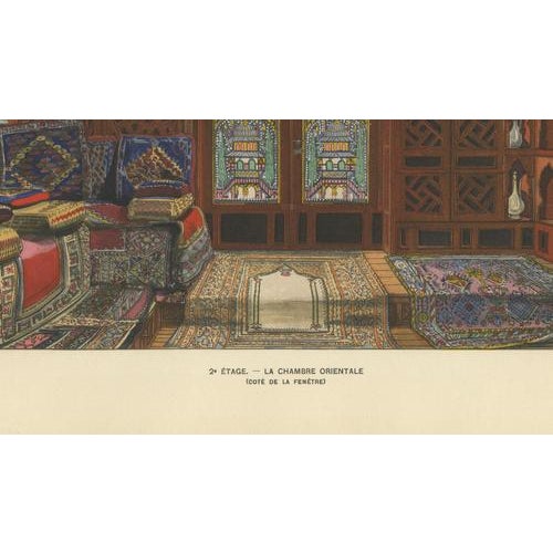 The Oriental Chamber: An Ottoman Interior of Textiles and Carved Wood, 1900s, Color Print For Sale - Image 6 of 9