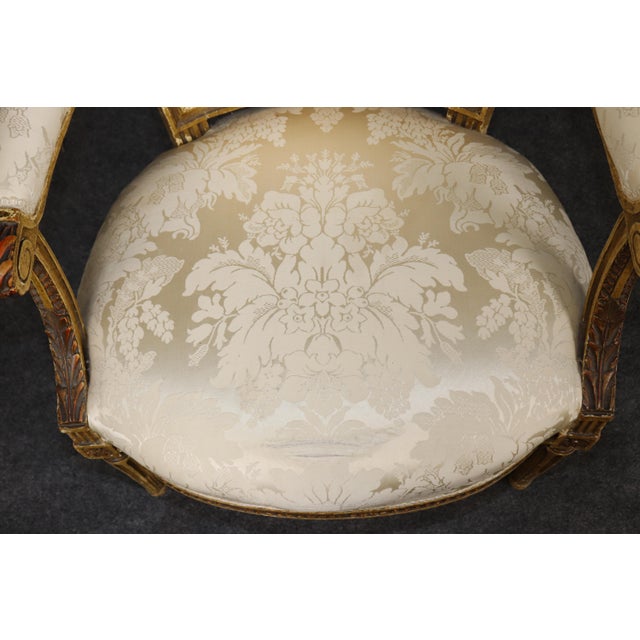 Pair 1920's Louis XVI Style Painted and Distressed Armchairs For Sale - Image 13 of 17