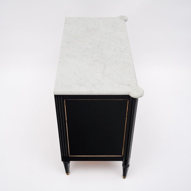 Black French Petite Chest of Drawers With Marble Top For Sale - Image 8 of 9