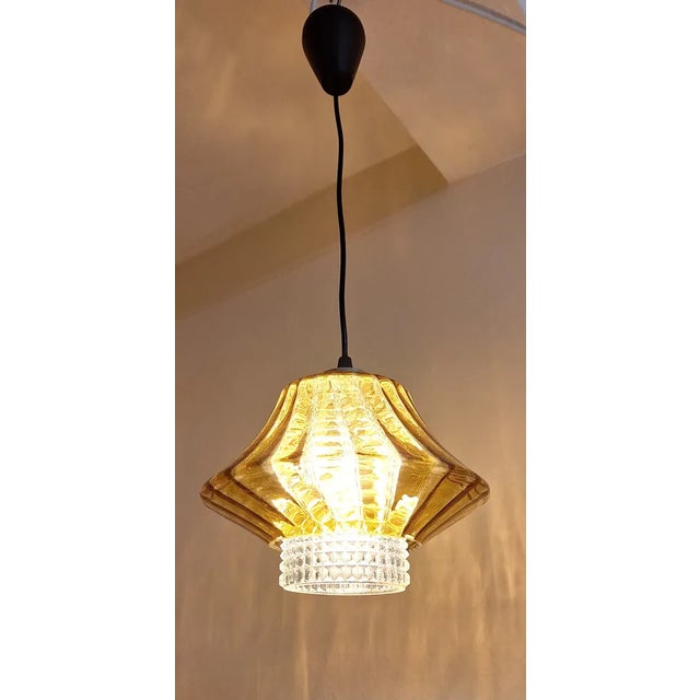 Vintage Chrome-Plated Ceiling Lamp with Double Glass Shade, 1970s For Sale - Image 3 of 7