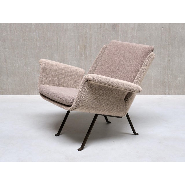 Armchair in Gray Two Tone Wool and Steel by Koene Oberman, Netherlands, 1950s For Sale - Image 6 of 15