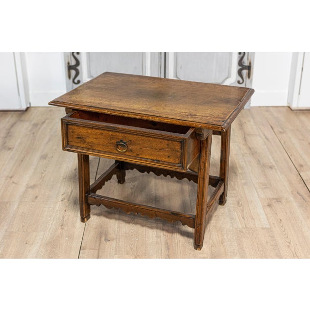 Italian 18th Century Walnut Side Table with Carved Apron and Single Drawer For Sale - Image 10 of 12