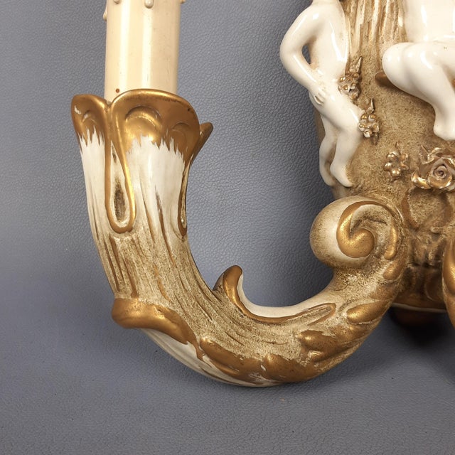 Baroque Style Wall Sconces with Cherubs from Capodimonte, 1960s, Set of 2 For Sale - Image 14 of 18