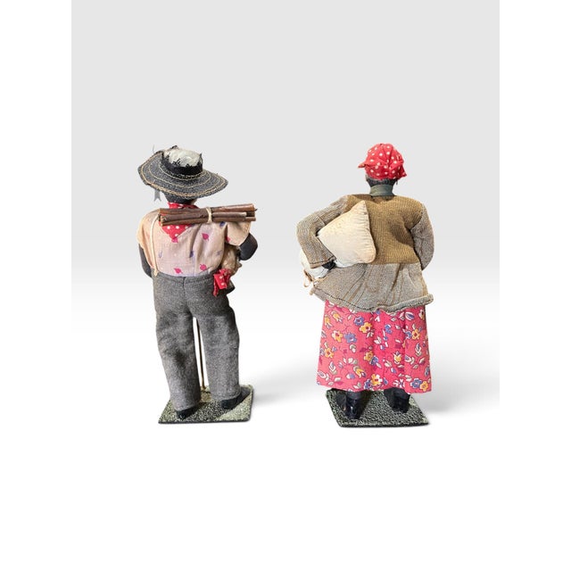 Wonderful pair of vintage handmade African American folk-art character dolls, dating approximately to the 1930s–1940s....