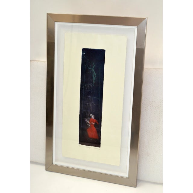 Abstract Signed Titled Tango Chrome Framed French Artist Signed Lithography Etching 1999 For Sale - Image 3 of 13