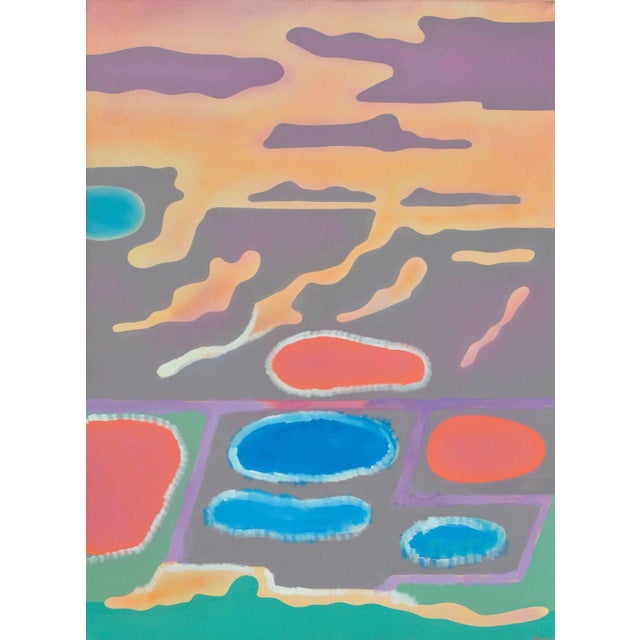 Vintage Erle Loran "Fantasy Bay" San Francisco Salt Ponds Modern Abstract 1971 For Sale