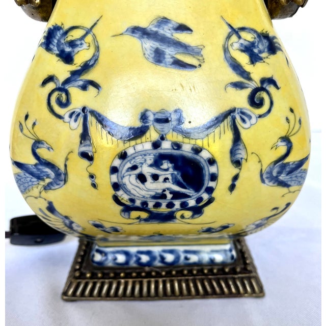 Vintage Italian Porcelain Table Lamp With Brass Pomegranate Handles For Sale - Image 11 of 15