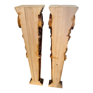 Vintage Pair Hardwood Architectural Corbels Legs for Fireplace Mantels, Kitchen Island, Grand Hood Supports, Wall Pedestals For Sale