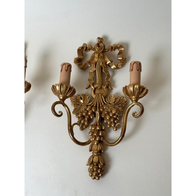 Florentine Hand-Carved Giltwood Sconces by C. N. Firenze Nos, 1970s, Set of 2 For Sale - Image 11 of 18