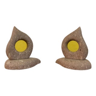 Italian Travertine Table Lamps, 1980s, Set of 2 For Sale