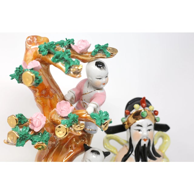 Hand-Painted Ceramic Chinese Feng Shui Prosperity Fertility Figure For Sale - Image 4 of 12