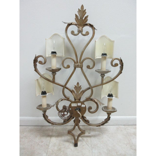 1990s Fine Art Lamps French Regency Wrought Iron Acanthus Leaf Wall Sconce Lamp B For Sale - Image 11 of 11
