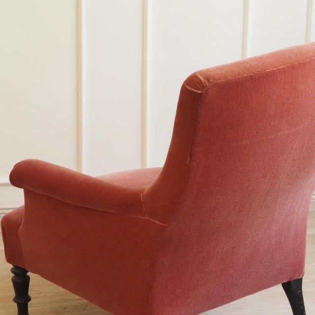 Antique Velvet Armchair with Turned Legs on Casters, 1880s For Sale - Image 13 of 14