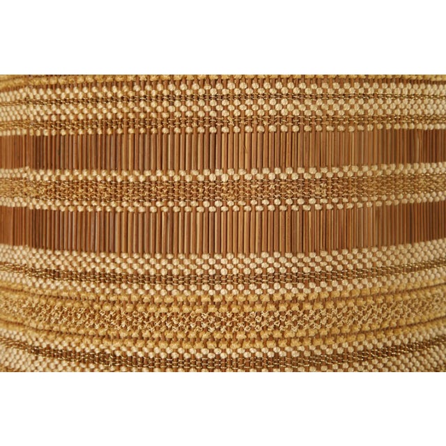 Textile 1960s Maria Kipp Raffia Lampshade in Burnt Sienna and Honeycomb Stripe For Sale - Image 7 of 9