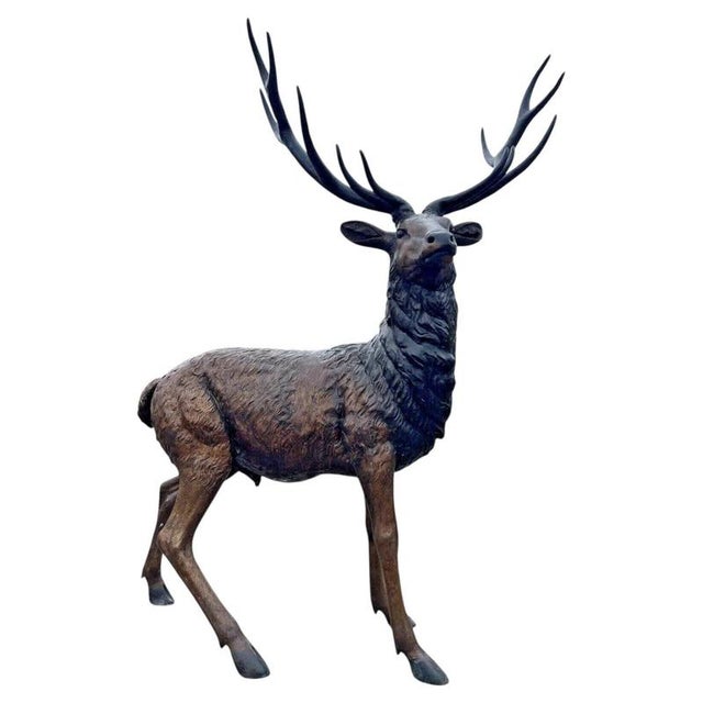 2000 - 2009 Bronze Twelve-Point Stag Garden Sculpture For Sale - Image 5 of 18