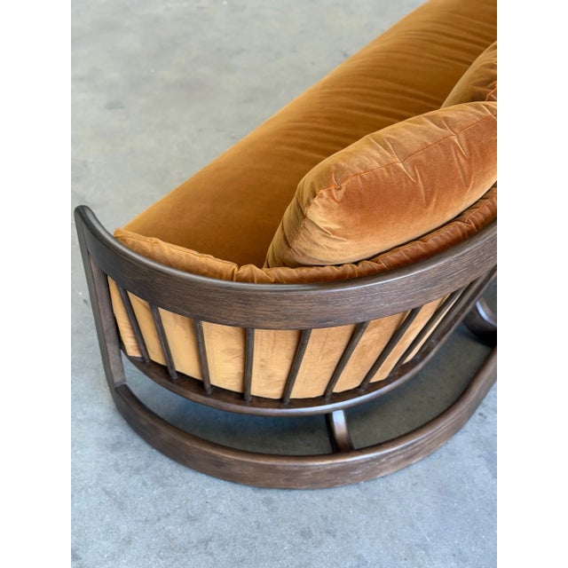 1970s Sculptural Oak Barrel Back Sofa Attributed to Howard Furniture For Sale - Image 12 of 15
