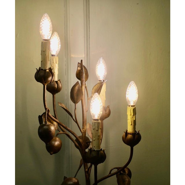 Metal Large Italian Toleware Table Lamp, 1970 For Sale - Image 7 of 8