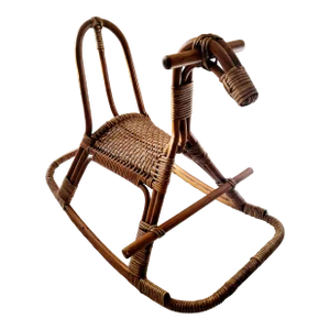 1970s Boho Chic Wicker Rocking Horse Attributed to Franco Albini