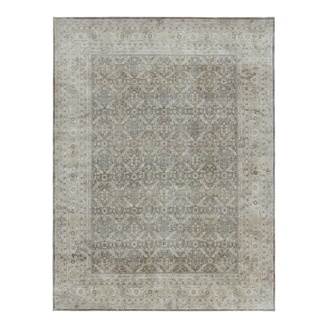 Rug & Kilim’s Persian-Inspired Rug, Floral Patterns in Brown and Gray Tones For Sale