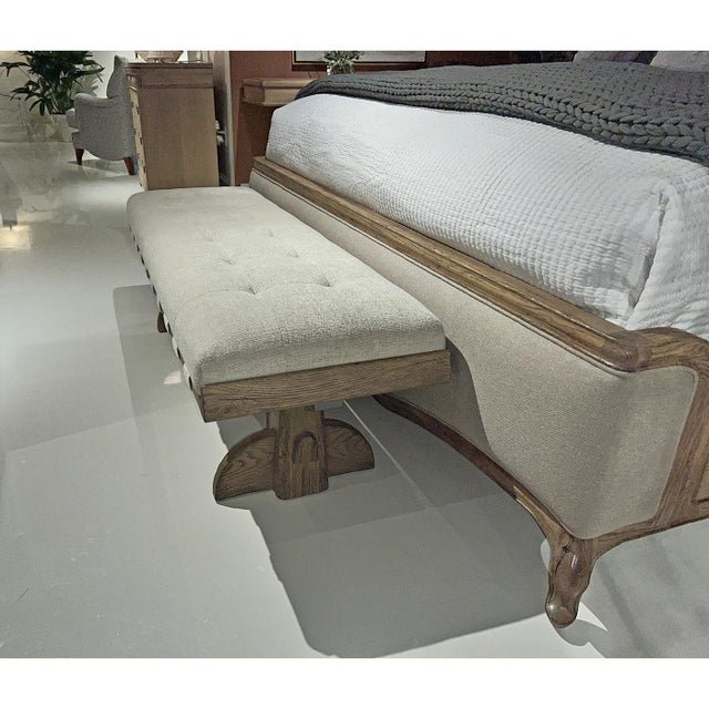 2020s Rustic Trestle Style Solid Wood Bench For Sale - Image 5 of 5