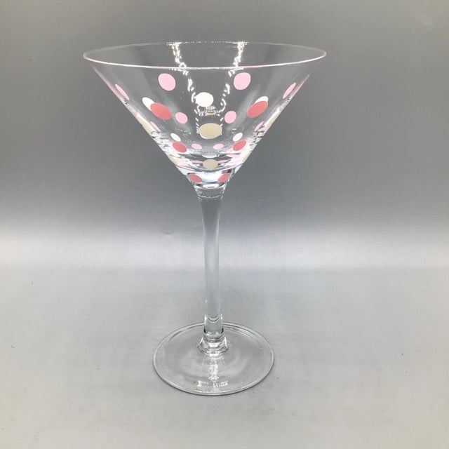 Pink and White Polka Dot Martini Glasses With Mod Cocktail Book - Set of 9 For Sale - Image 4 of 12