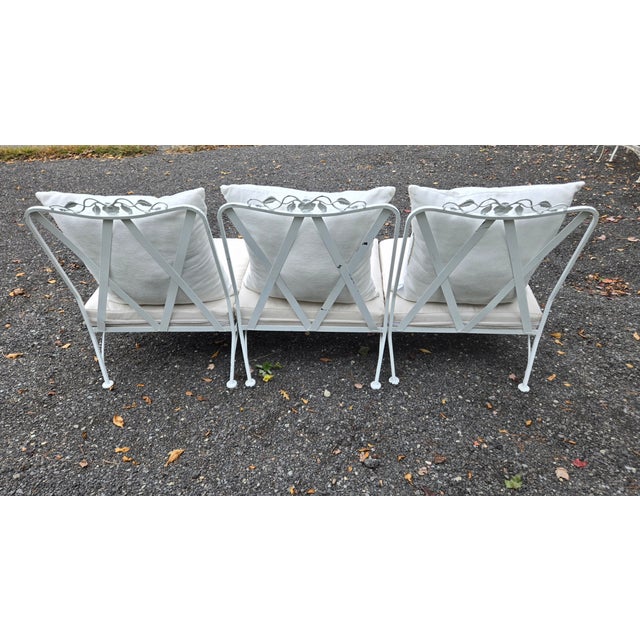 Mid-Century Modern 1950s Outdoor Wrought Iron Sofa With Cushions For Sale - Image 3 of 7