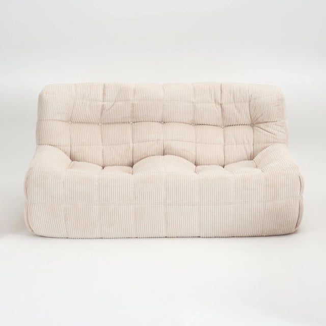 Vintage Ligne Roset Kashima Modular Set in Vanilla Corduroy - Restored 4-Piece Lounge For Sale - Image 15 of 17