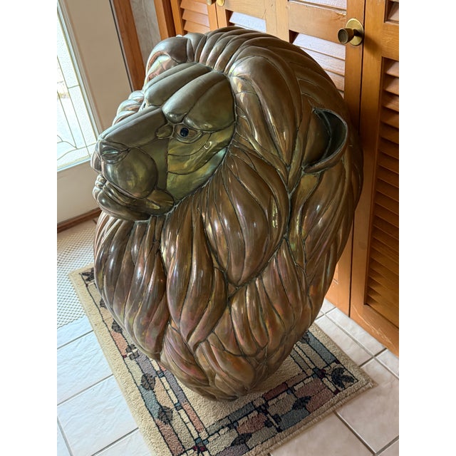 Sergio Bustamante Vintage Copper and Brass Large Wall Mount Lion Head Bust Signed & Numbered 5/100 For Sale In Minneapolis - Image 6 of 12