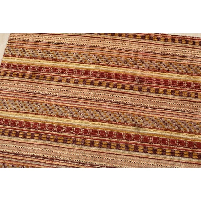 Textile Gabbeh Rug 9’1” X 11’11” Multicolor Wool Striped Hand-Knotted Carpet For Sale - Image 7 of 15