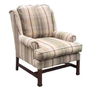 Late 20th Century Chippendale Wingback Upholstered Chair For Sale