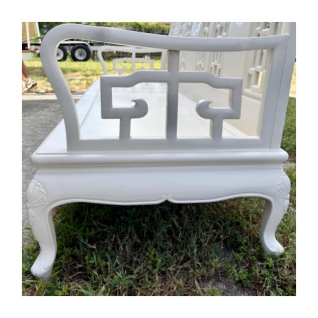 Chinoiserie Sofa in Fresh Ivory Lacquered Finish For Sale - Image 10 of 11