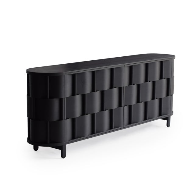 Contemporary Weave Double Sided Credenza in Birch Wood by Dahlén Lukas For Sale - Image 3 of 8