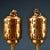 Metal Vintage Pair Tall Stemmed Gilded Brass Censers, High Relief Carved Chinese Characters, Foo Lion Finial, Chinoiserie Matching Incense Burner Set For Sale - Image 7 of 10