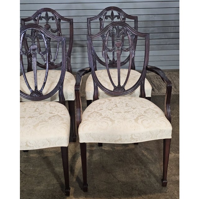 1980s Set of 6 Kindel Master Works Collection Mahogany Federal Shield Back Chairs For Sale In Cleveland - Image 6 of 14