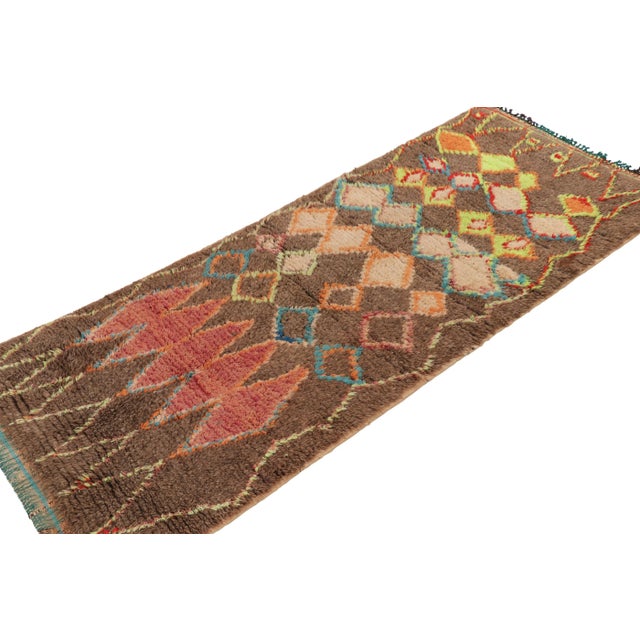 Rug & Kilim Vintage Moroccan Runner Rug With Colorful Diamond Medallions - Rug & Kilim For Sale - Image 4 of 8