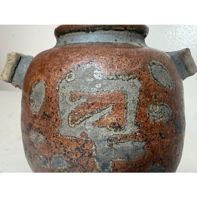 Ceramic Vintage Original Japanese Barag Studio Pottery Character Vase Jar W/ Handles For Sale - Image 7 of 13