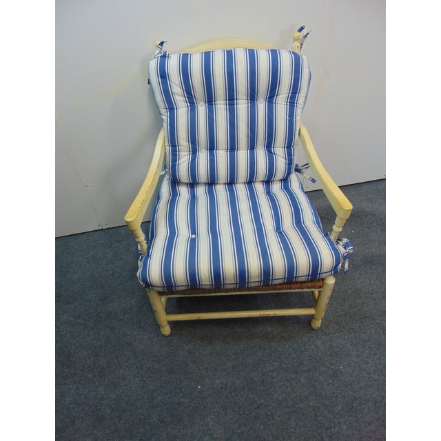 Country French Cream Ladderback Rush Seat Lounge Chair Chairish