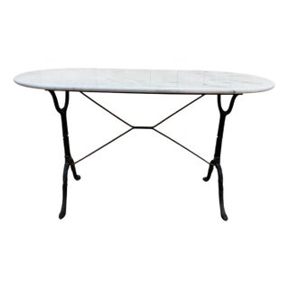 Oval Marble and Cast Iron Bistro Table For Sale