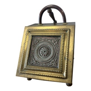 Antique English Coal Scuttle With Scoop For Sale