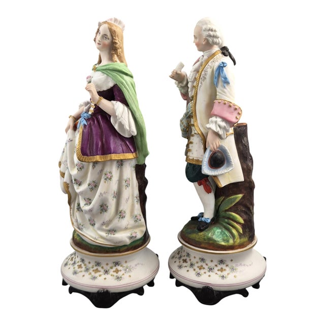 A rare and visually commanding pair of large-scale french biscuit porcelain figures by letu & mauger, paris, produced in...