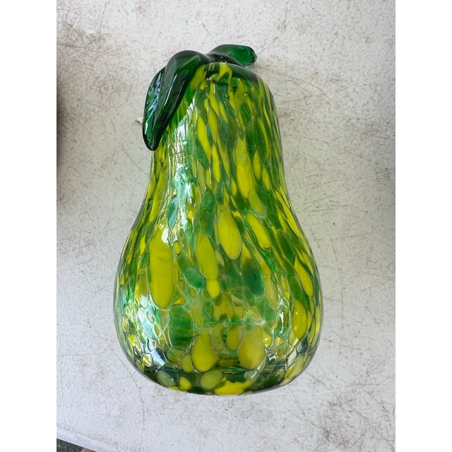 Kosta Boda Vintage Glass Blown Swirled & Crackled Figure Pear / Squah For Sale - Image 4 of 9