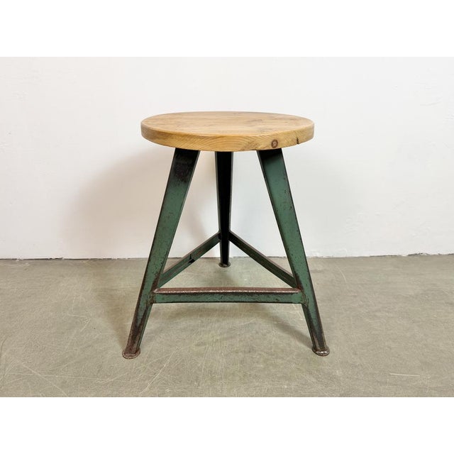 Industrial Green Workshop Stool, 1960s For Sale - Image 14 of 18