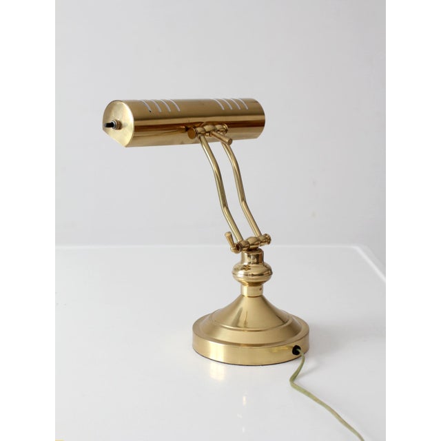 Vintage 1970s Brass Adjustable Banker’s Desk Lamp For Sale - Image 11 of 14