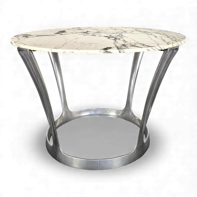 Beige Arabescato Table with Marble Top by Michel Charron For Sale - Image 8 of 8