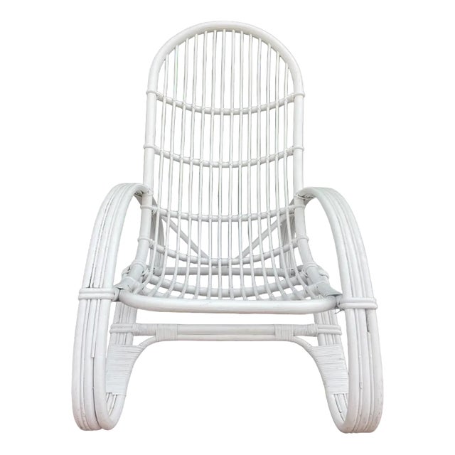 Large Italian Rattan Chair, 1960 For Sale