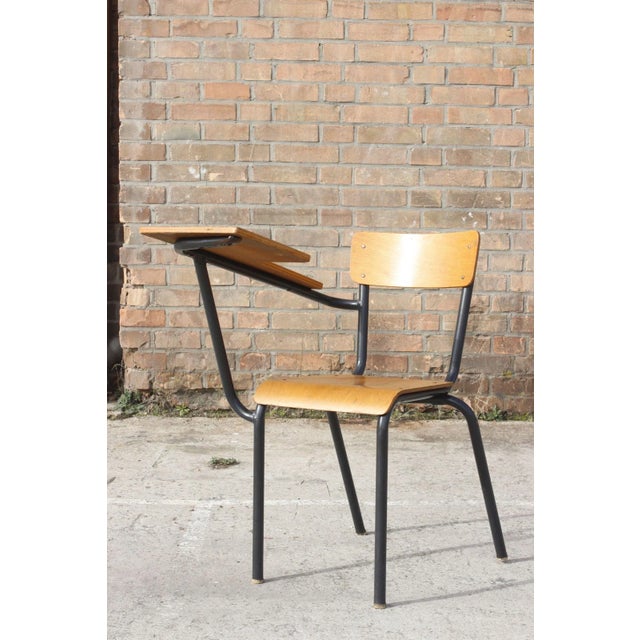 Steel & Wood Student Desk Chair by Jacques Hitier, France, 1950s For Sale - Image 13 of 13
